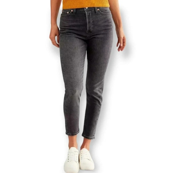 Levi's Wedgie Skinny High Rise Ankle Jeans in Jet Pack Gray Black 25 - Picture 7 of 16